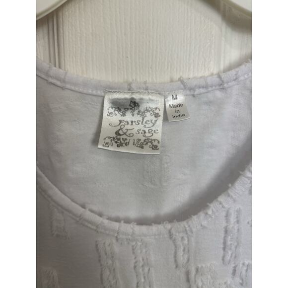 Parsley & Sage White Sleeveless Abstract Textured Top Size Medium Boho Lagenlook - Picture 3 of 8